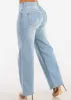 Super High Waist Straight Wide Leg Light Ripped Jeans sold by Moda