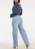 Super High Waist Straight Wide Leg Light Ripped Jeans sold by Moda