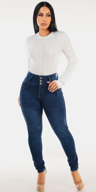 White Butt Lift Denim Set sold by Moda