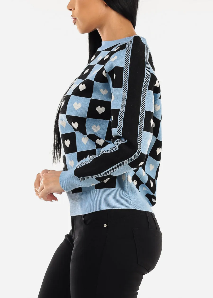 Round Neck Long Sleeve Printed Sweater Blue sold by Moda product image thumbnail 3