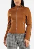 Zip Up Long Sleeve Suede Jacket Camel sold by Moda