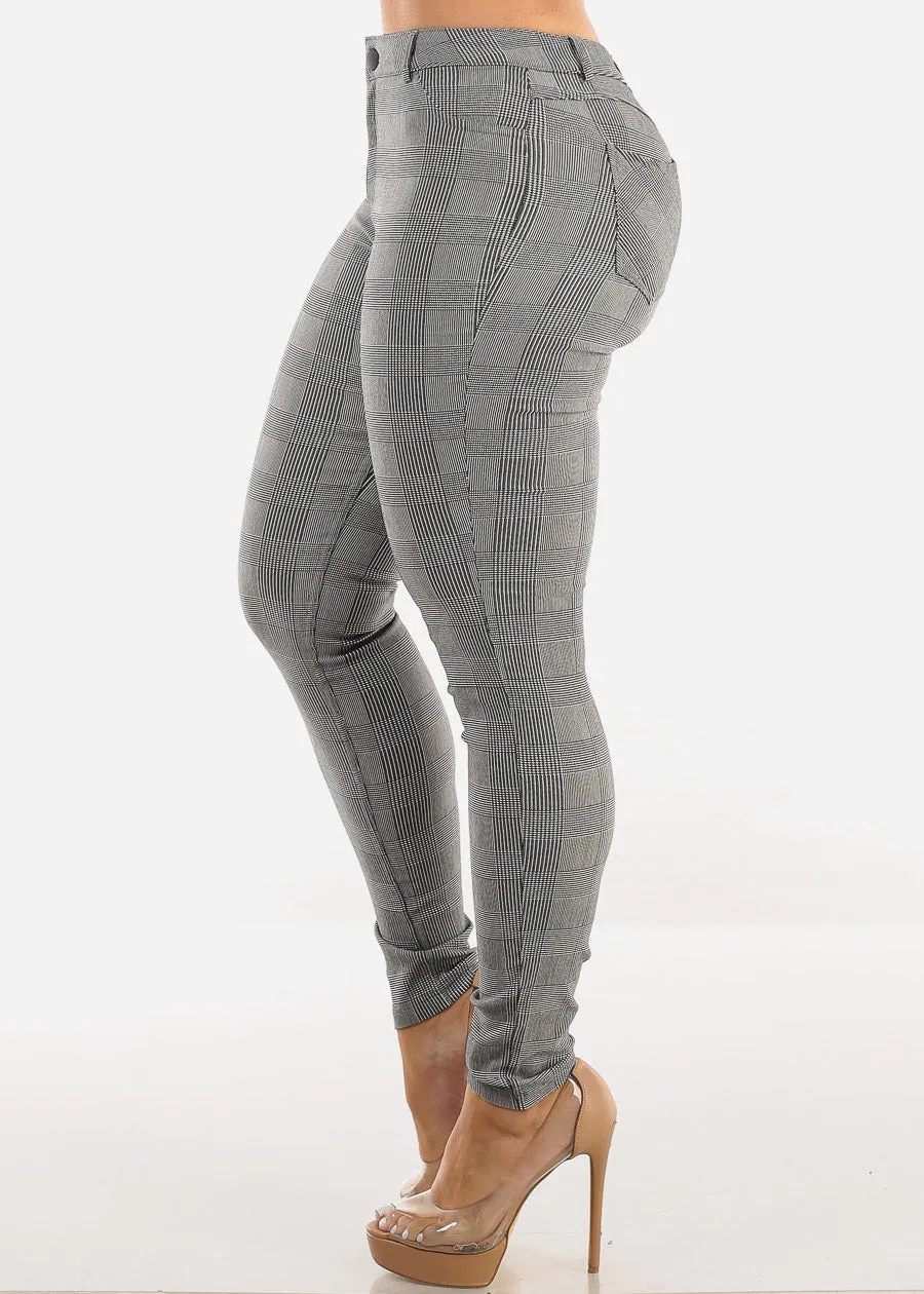 High Waisted Plaid Skinny Pants Black & White sold by Moda product image thumbnail 5