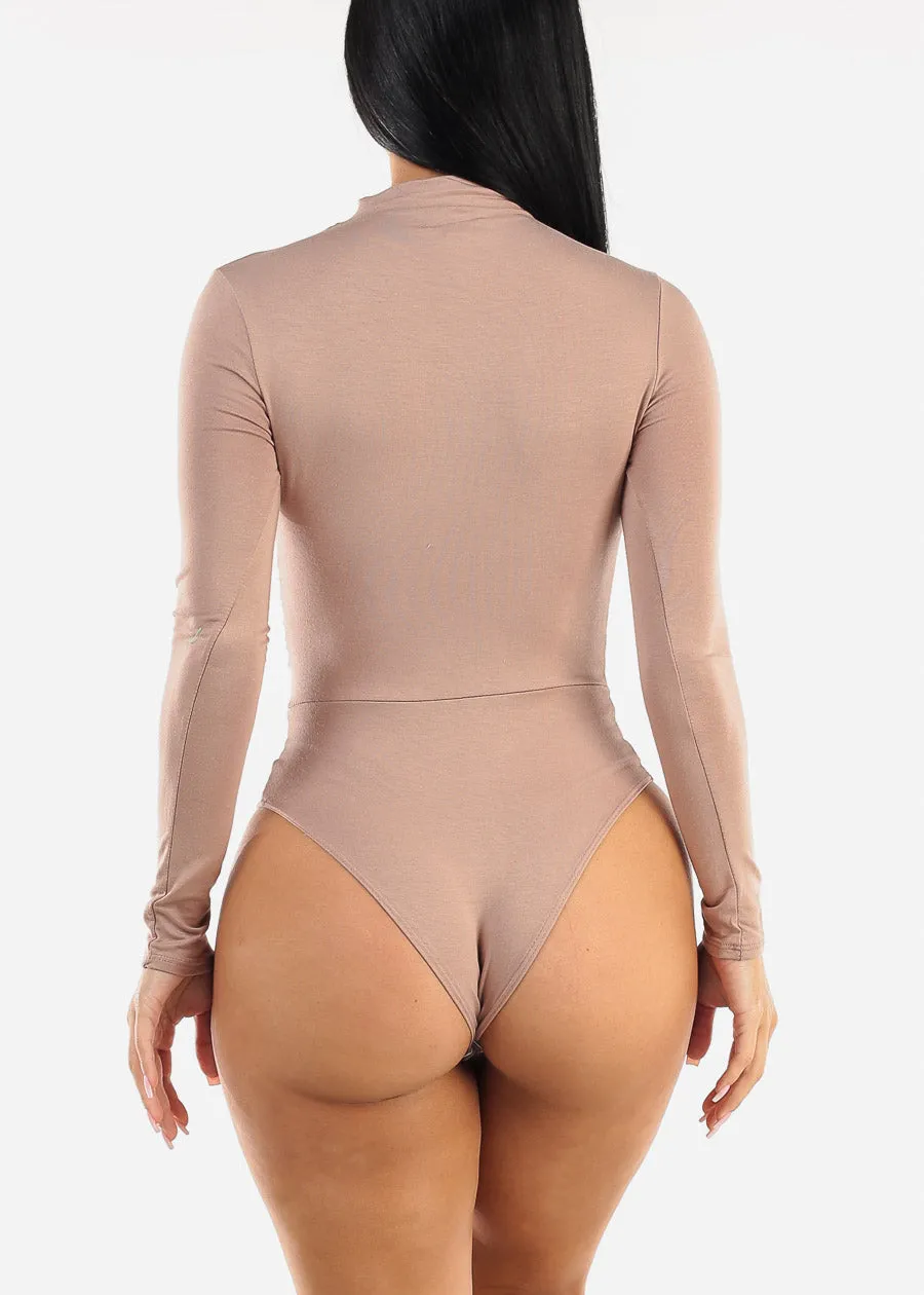 Long Sleeve Mock Neck Bodysuit Taupe sold by Moda product image thumbnail 4