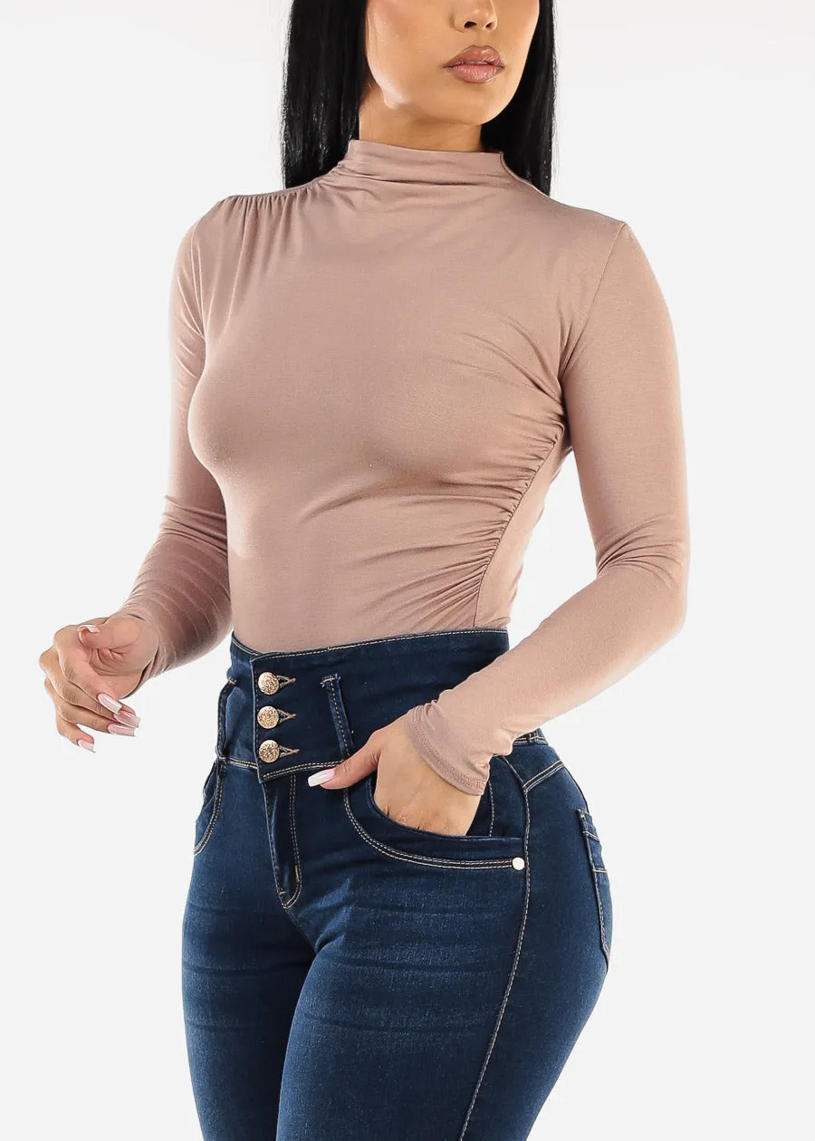 Long Sleeve Mock Neck Bodysuit Taupe sold by Moda product image thumbnail 5