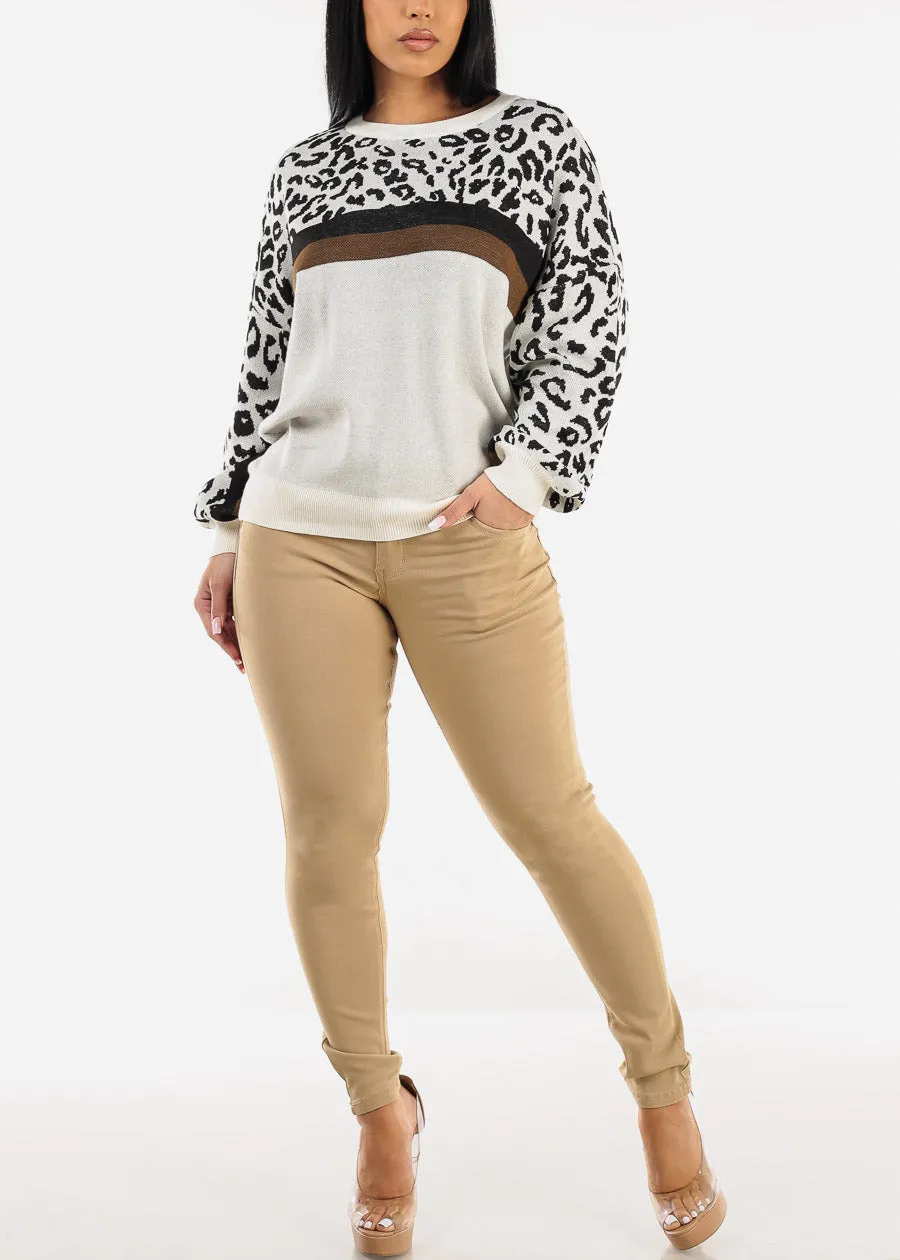 Round Neck Long Sleeve Animal Print Sweater Beige sold by Moda product image thumbnail 2