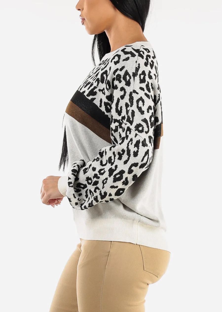 Round Neck Long Sleeve Animal Print Sweater Beige sold by Moda product image thumbnail 3