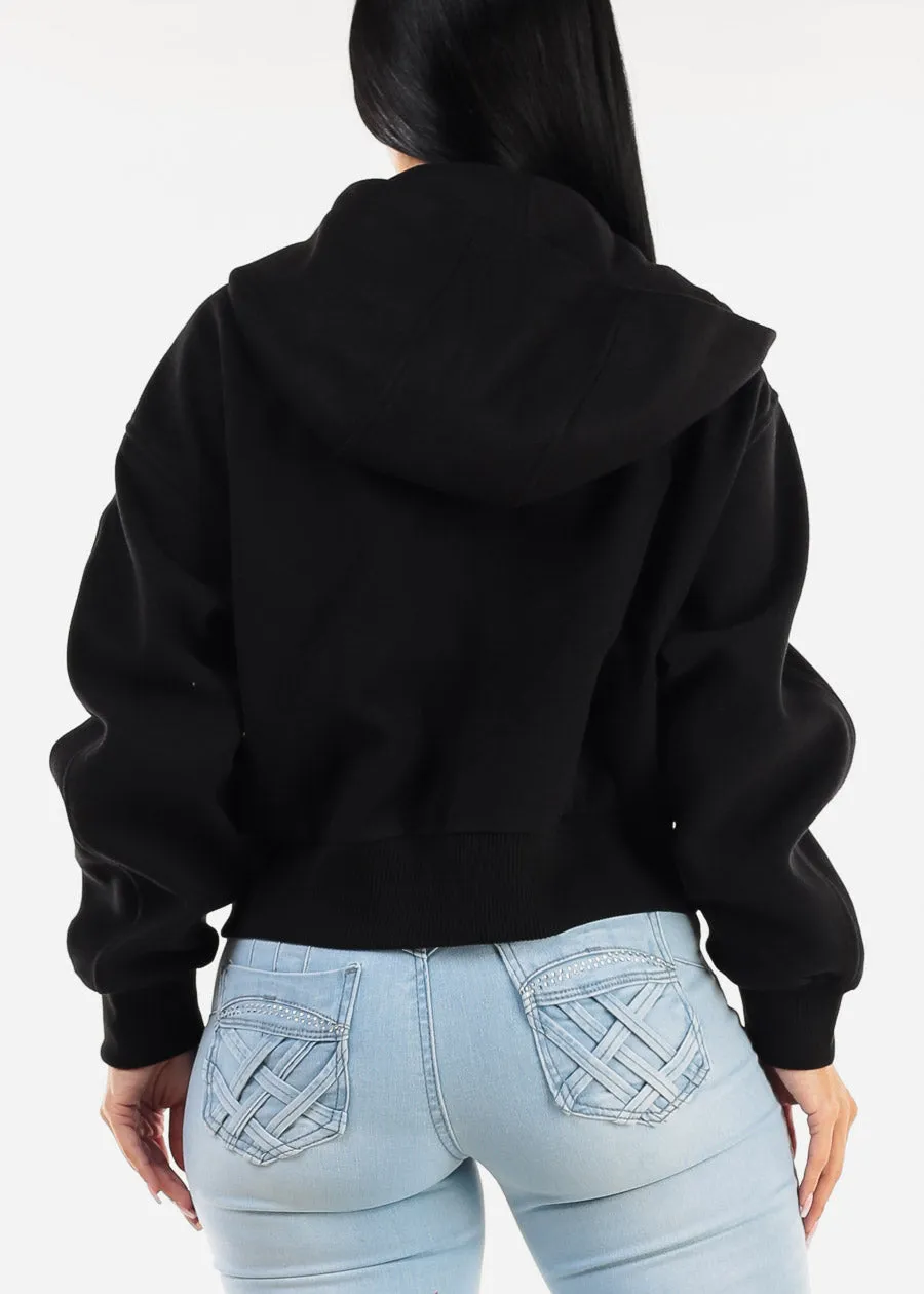 Long Sleeve Zip Up Black Hoodie sold by Moda product image thumbnail 4