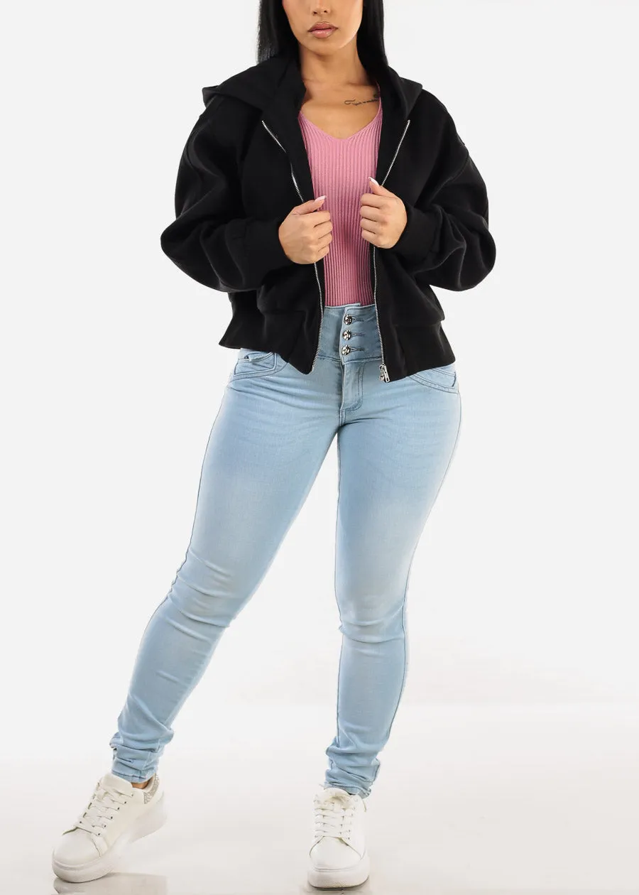 Long Sleeve Zip Up Black Hoodie sold by Moda product image thumbnail 2