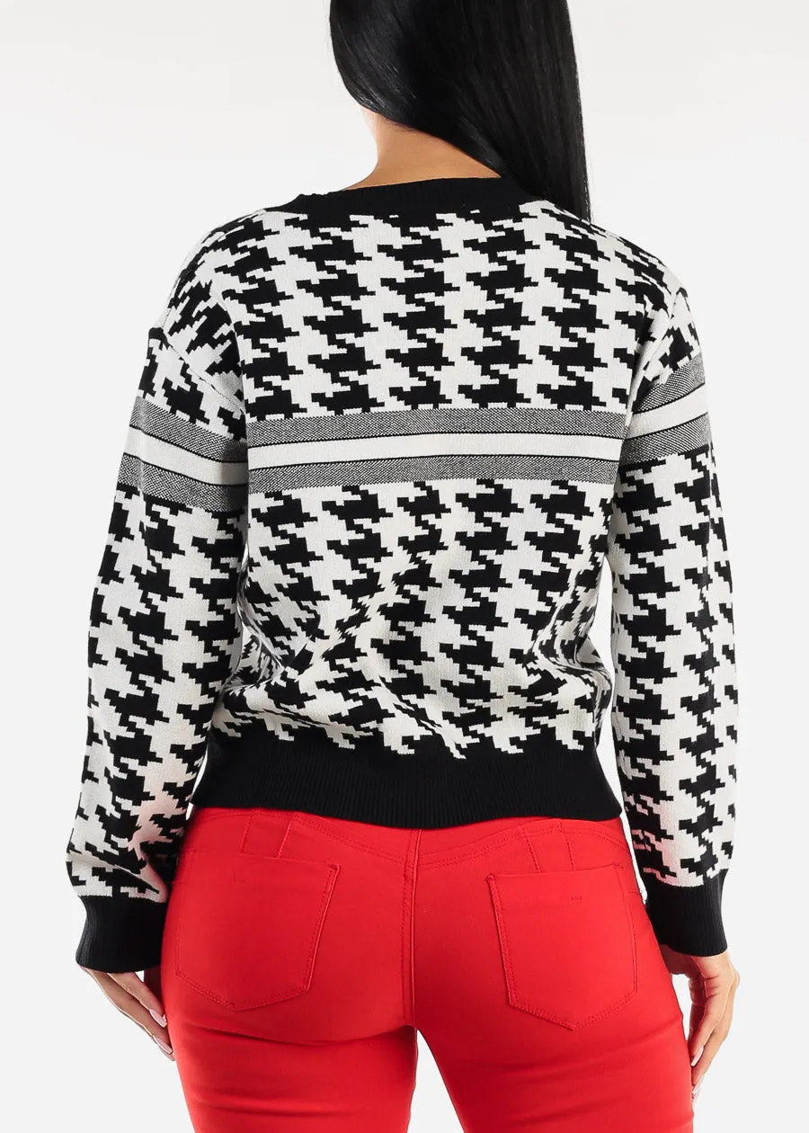 Round Neck Long Sleeve Printed Sweater B&W sold by Moda product image thumbnail 4