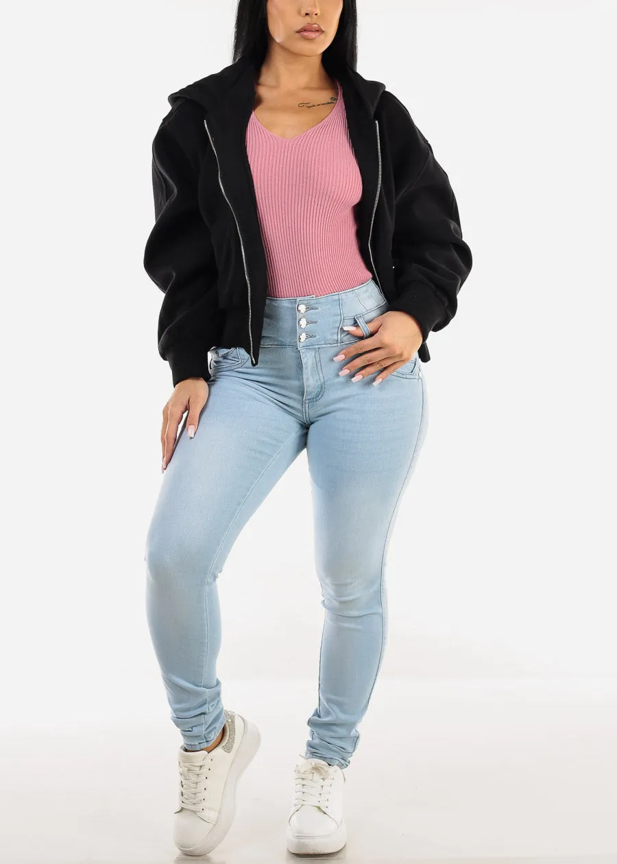 Long Sleeve Vneck Ribbed Sweater Top Dark Pink sold by Moda product image thumbnail 2