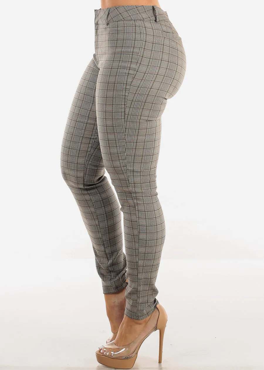 High Waisted Plaid Skinny Pants Brown sold by Moda product image thumbnail 3