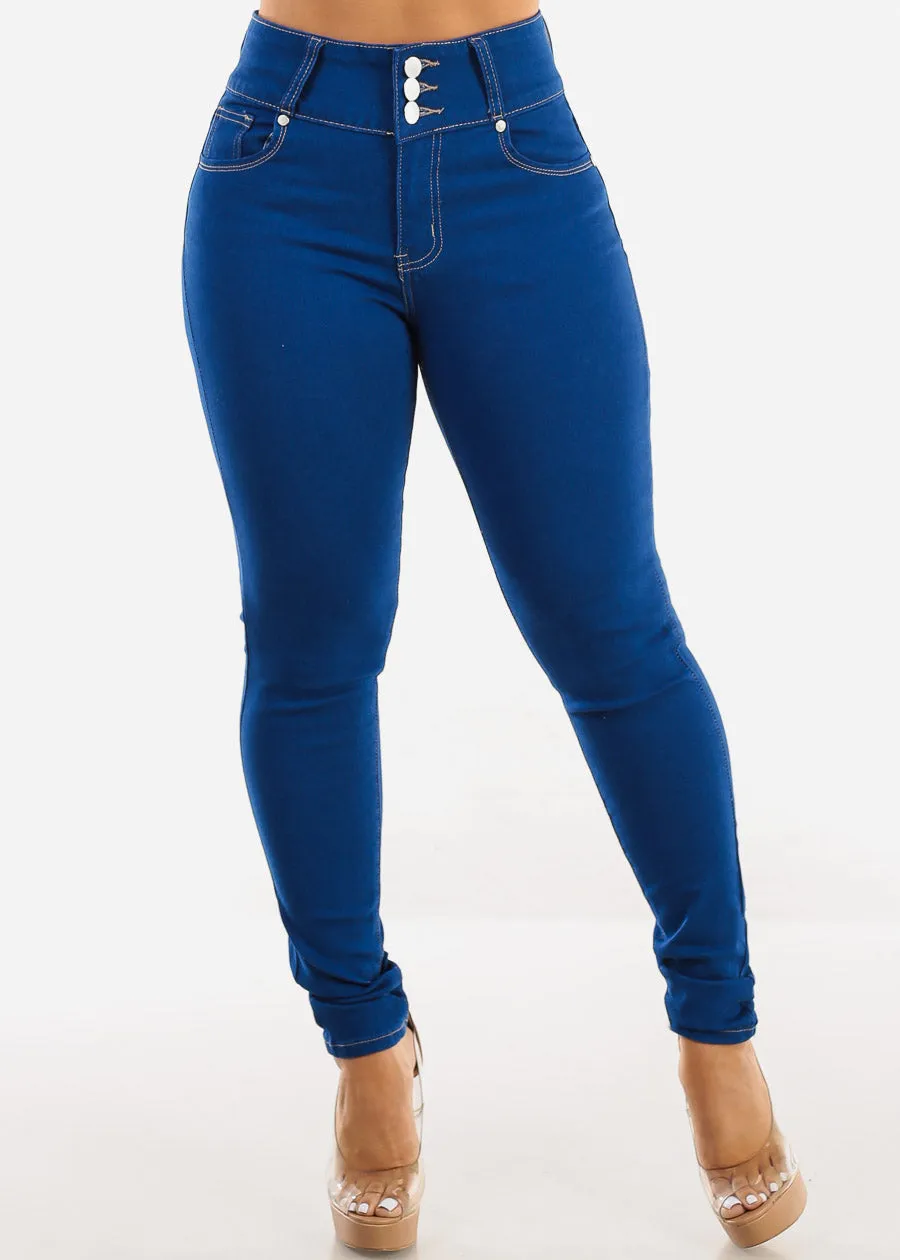 Butt Lift High Waist Chain Pocket Skinny Jeans Royal Blue sold by Moda product image thumbnail 4