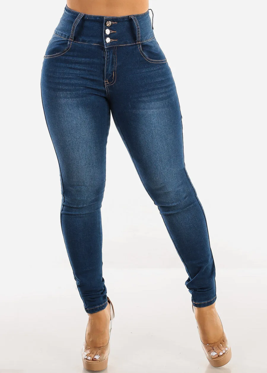 Super High Waist Levantacola Dark Skinny Jeans sold by Moda product image thumbnail 3