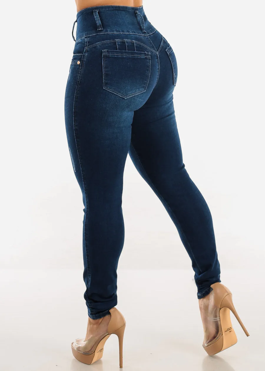 Butt Lift Super High Waist Dark Blue Skinny Jeans sold by Moda product image thumbnail 5