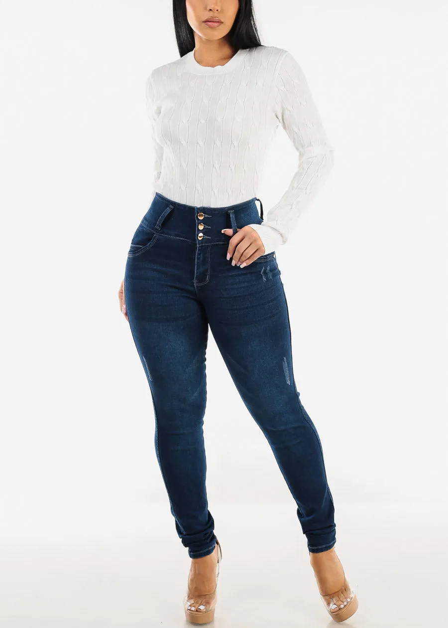 Butt Lift Super High Waist Dark Blue Skinny Jeans sold by Moda product image thumbnail 2