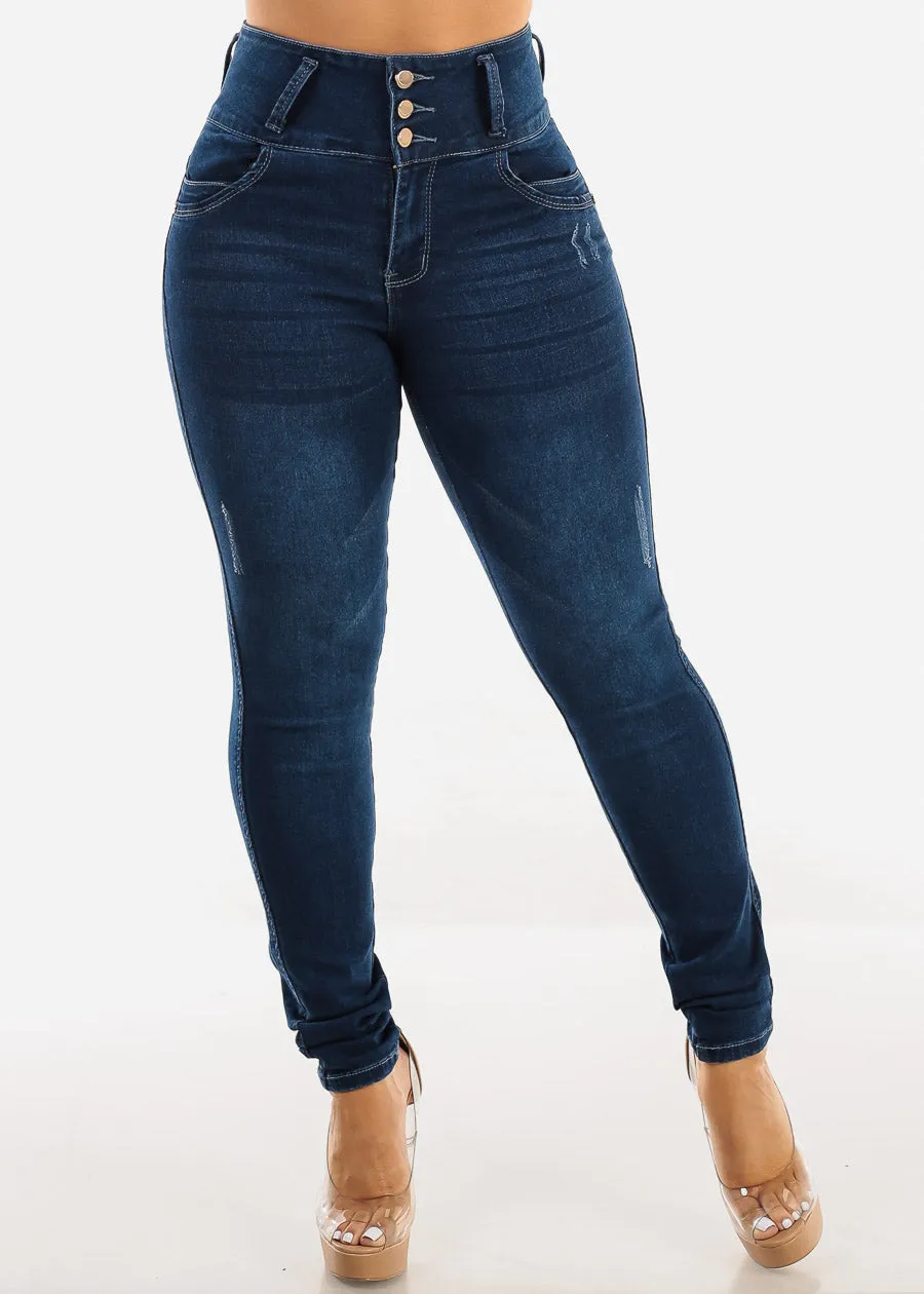 Butt Lift Super High Waist Dark Blue Skinny Jeans sold by Moda product image thumbnail 3