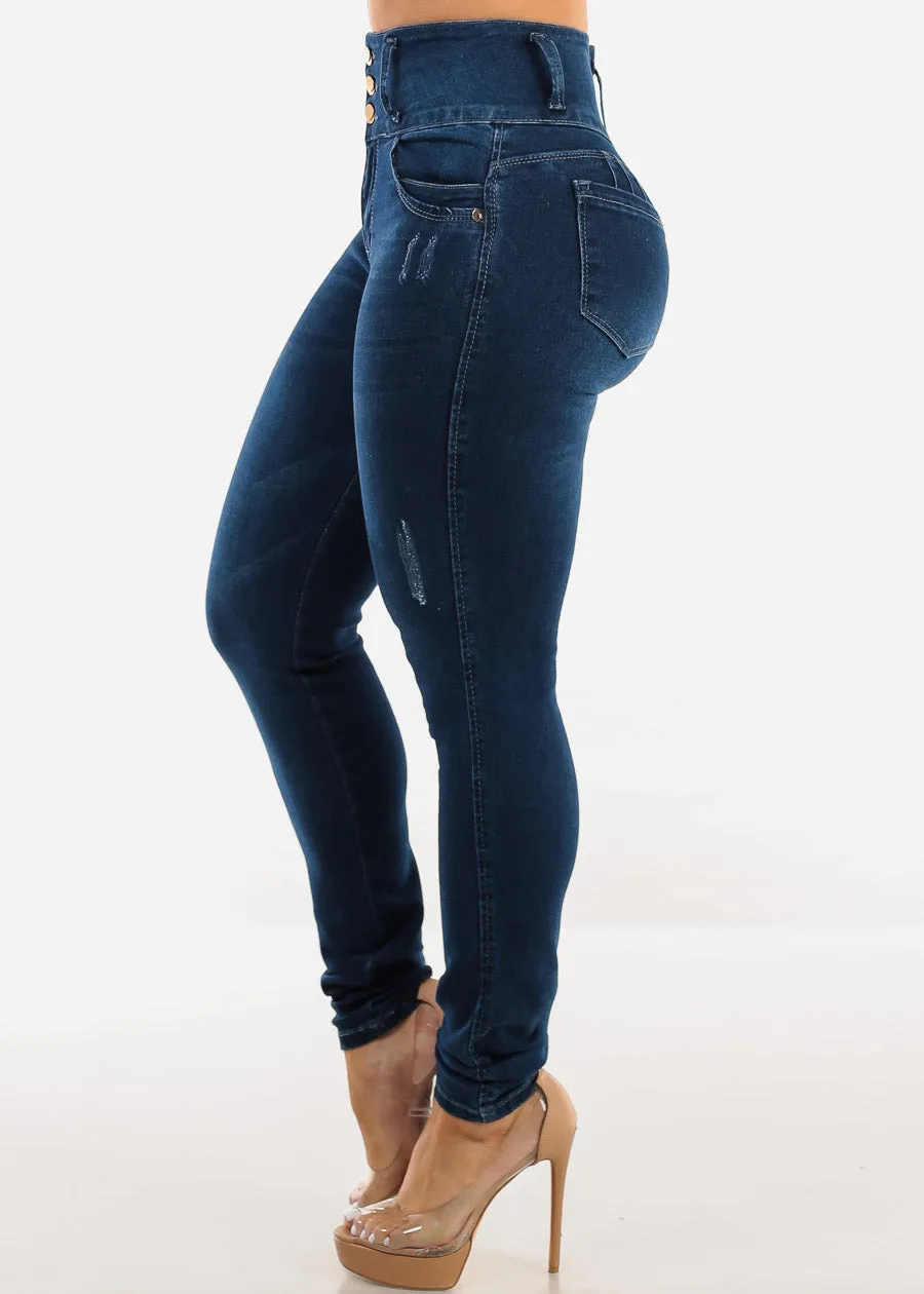 Butt Lift Super High Waist Dark Blue Skinny Jeans sold by Moda product image thumbnail 4