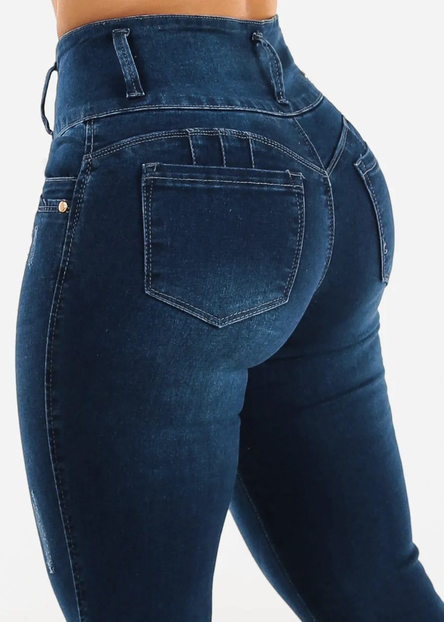 Butt Lift Super High Waist Dark Blue Skinny Jeans sold by Moda