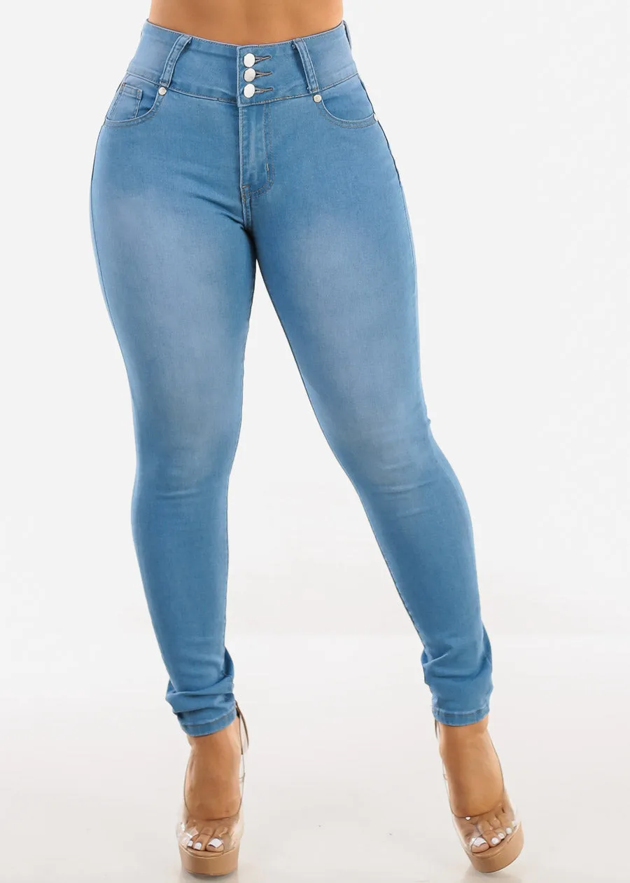 High Waist Levantacola Light Wash Skinny Jeans sold by Moda product image thumbnail 3