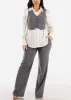Super High Waist Stripe Straight Dressy Pants Grey sold by Moda
