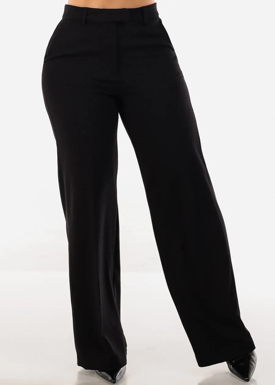 Super High Waist Formal Straight Dress Pants Black sold by Moda