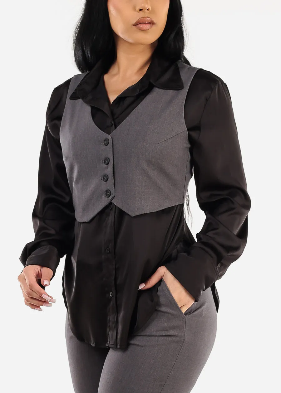 Sleeveless Button Up Grey Vest sold by Moda product image thumbnail 3