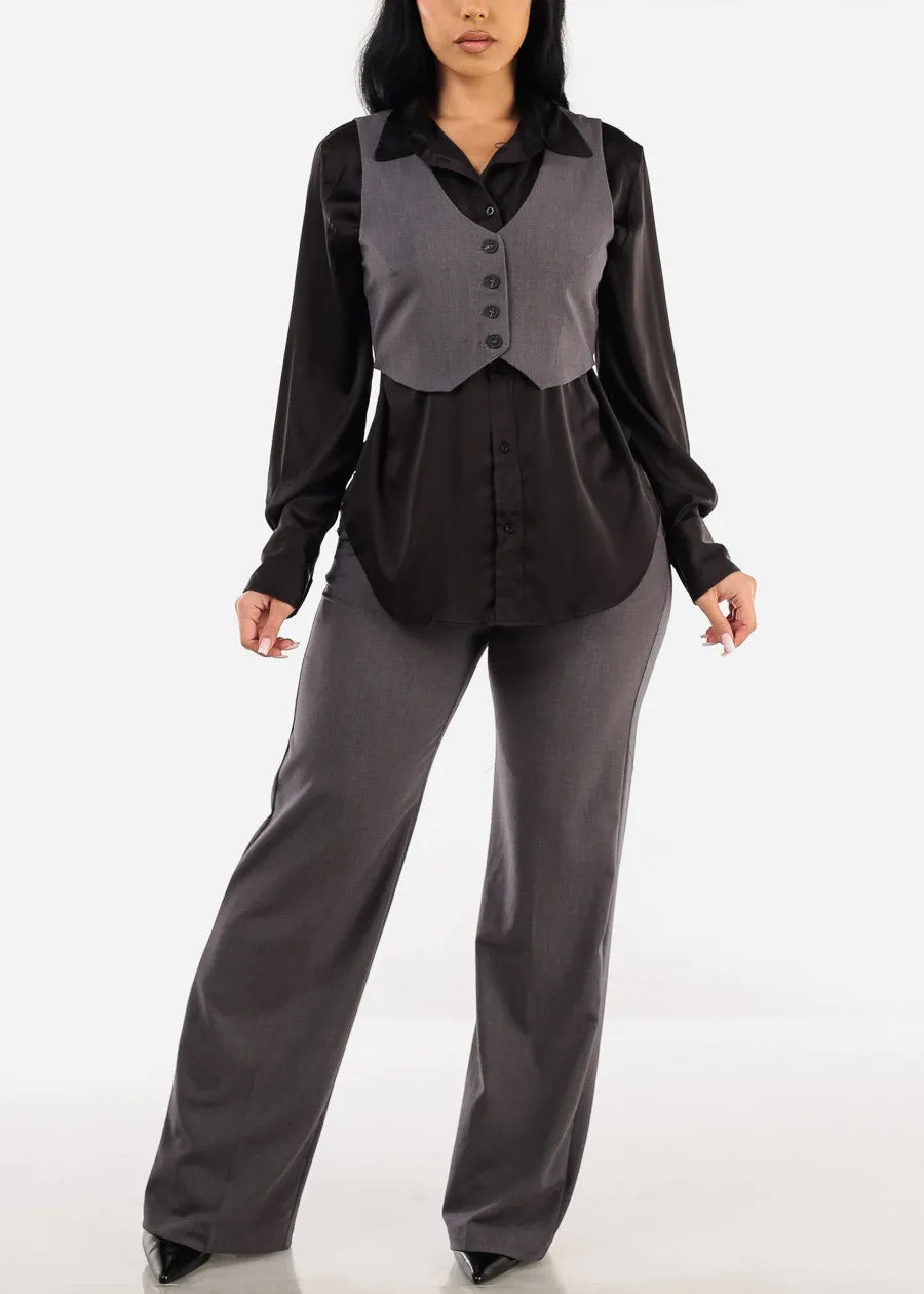 Sleeveless Button Up Grey Vest sold by Moda product image thumbnail 2
