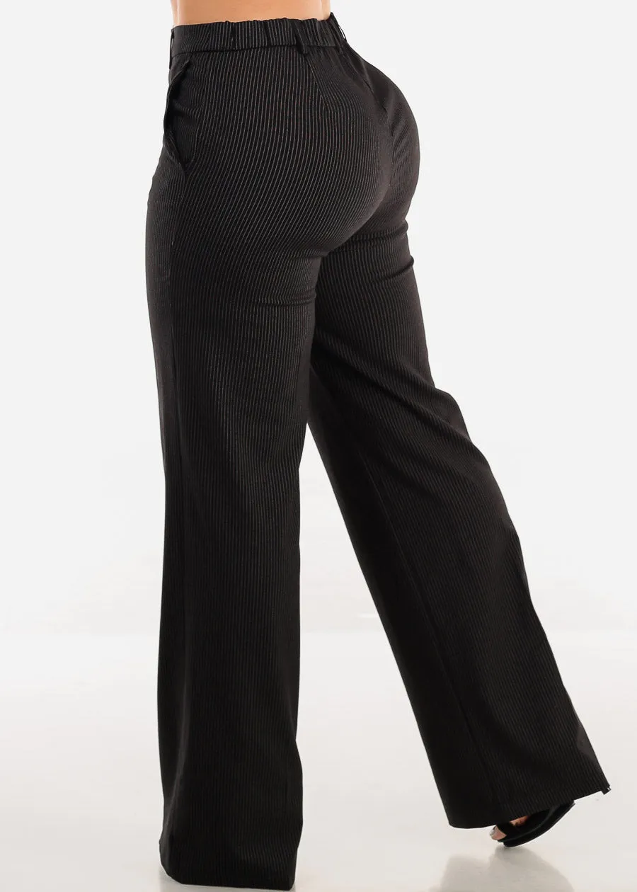 Super High Waist Stripe Straight Dressy Pants Black sold by Moda product image thumbnail 4