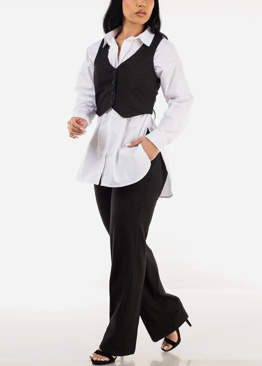 Super High Waist Stripe Straight Dressy Pants Black sold by Moda product image thumbnail 5