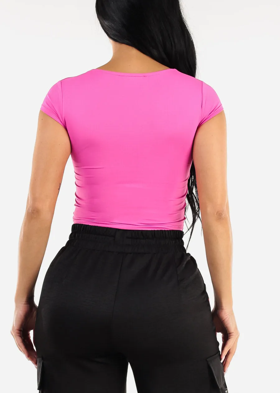 Double Layered Square Neck Crop Top Fuchsia sold by Moda product image thumbnail 4