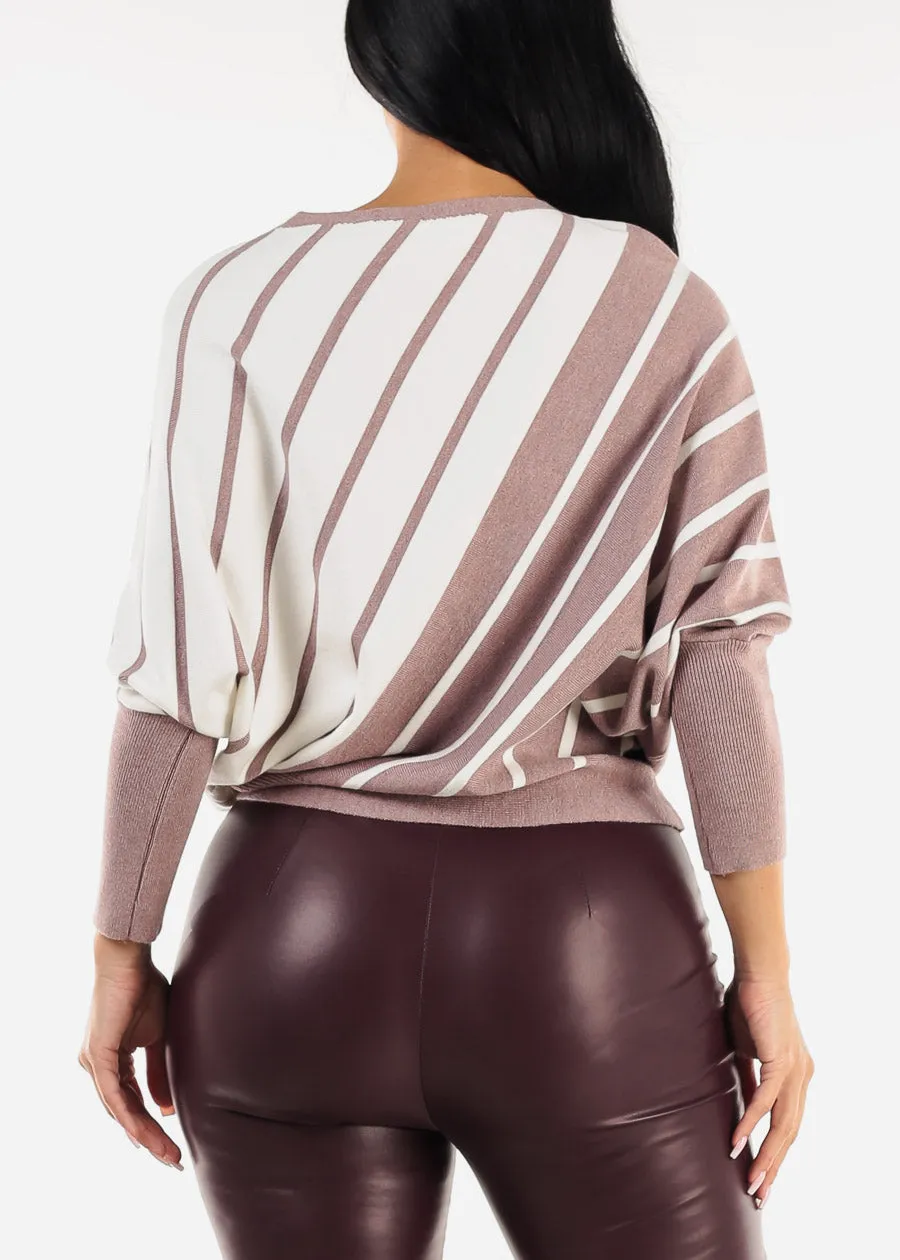 Quarter Sleeve Boat Neckline Stripe Sweater Berry sold by Moda product image thumbnail 4