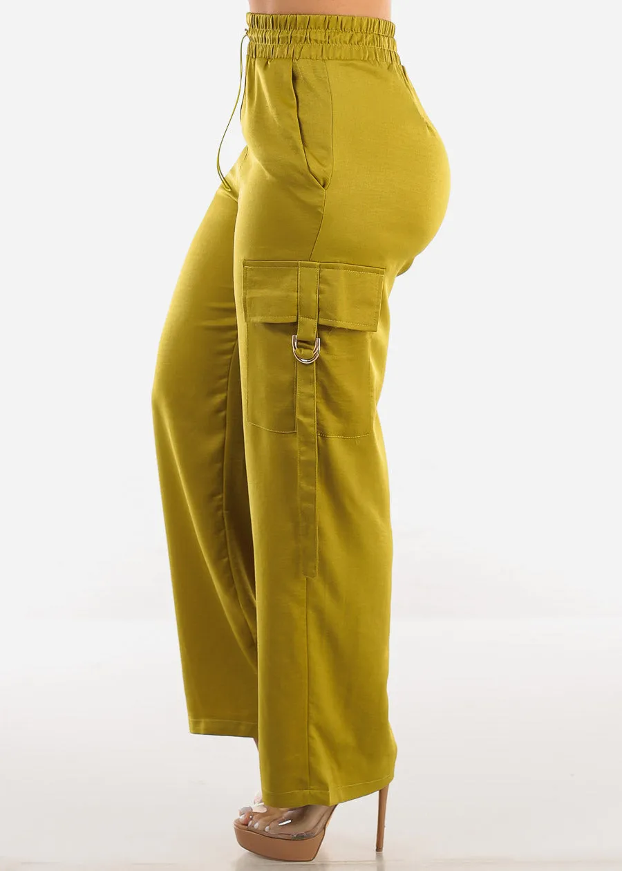 Super High Waist Satin Cargo Pants Lime sold by Moda product image thumbnail 3