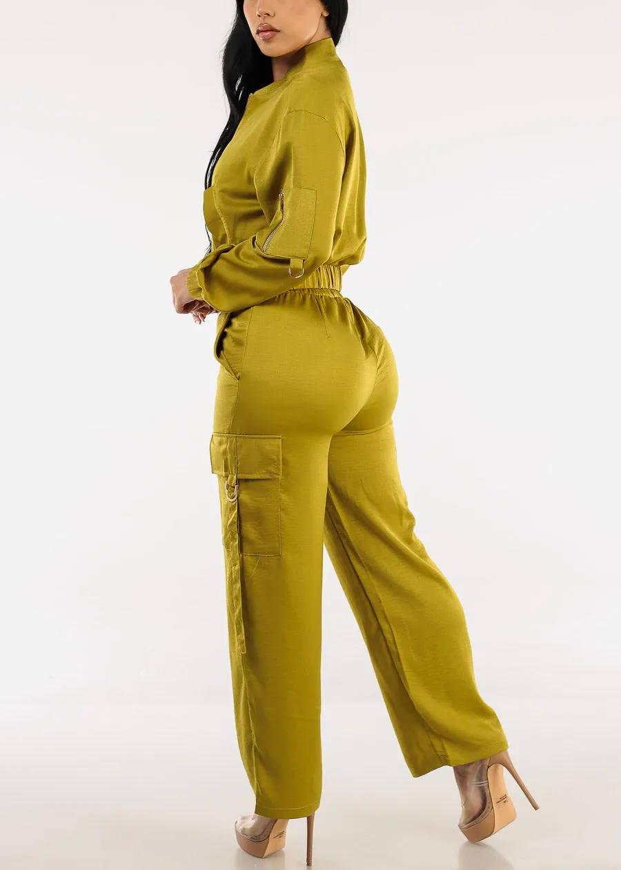 Super High Waist Satin Cargo Pants Lime sold by Moda product image thumbnail 5