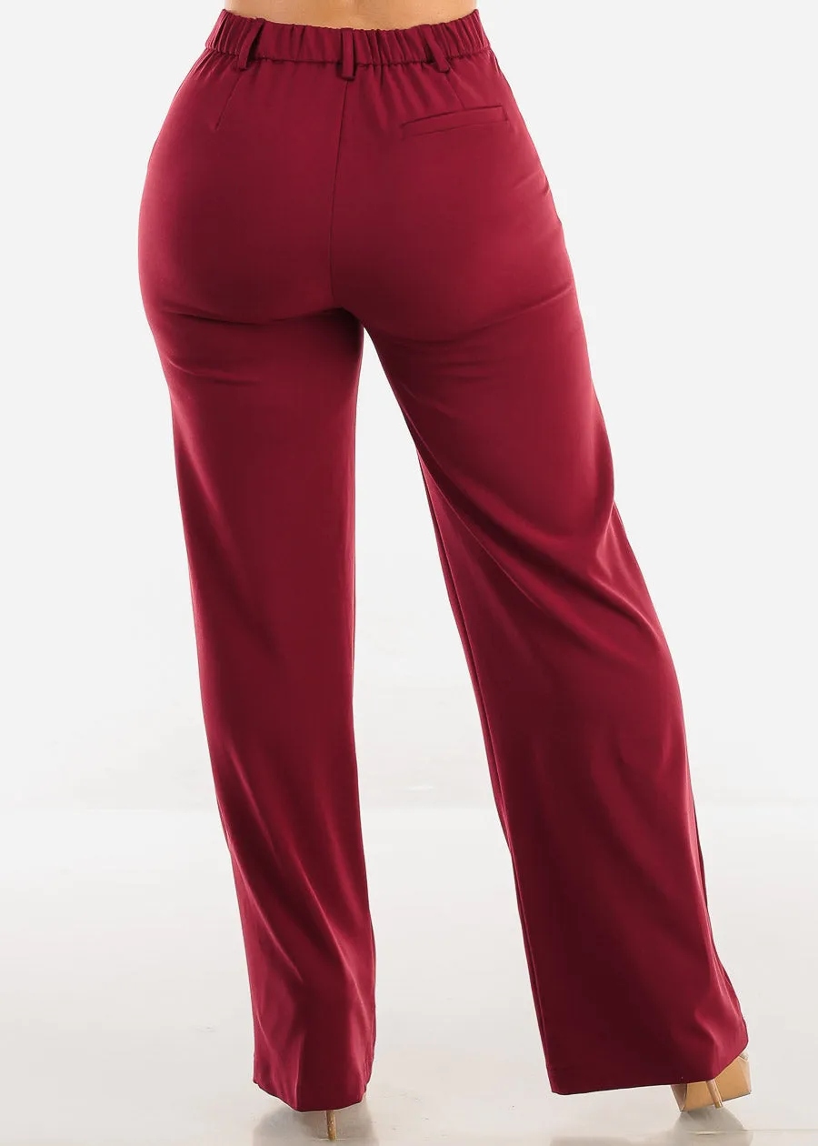 Super High Waist Formal Straight Dress Pants Burgundy sold by Moda product image thumbnail 4