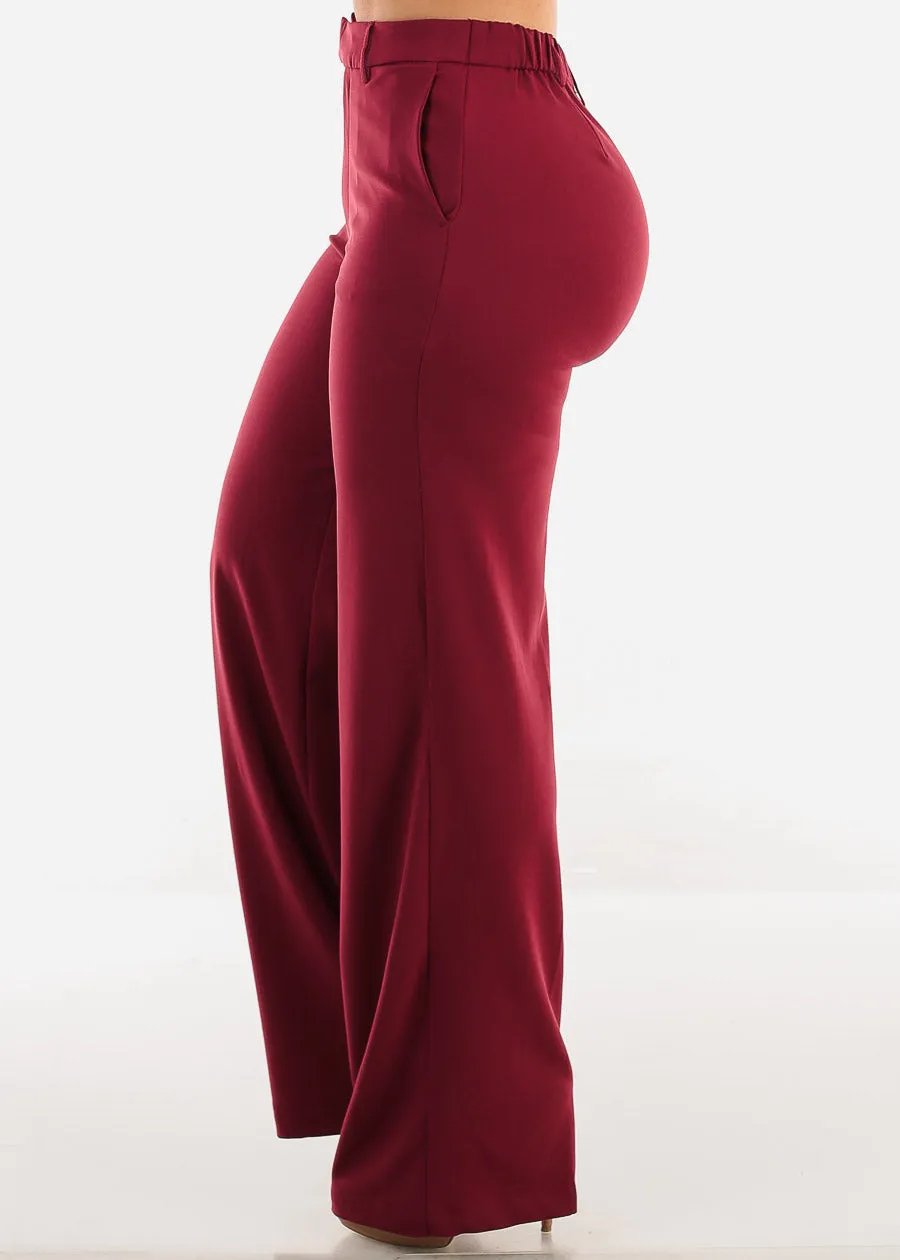 Super High Waist Formal Straight Dress Pants Burgundy sold by Moda product image thumbnail 3