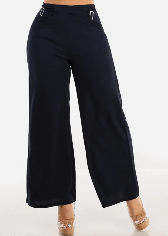 Super High Waist Wide Leg Dressy Pants Navy sold by Moda