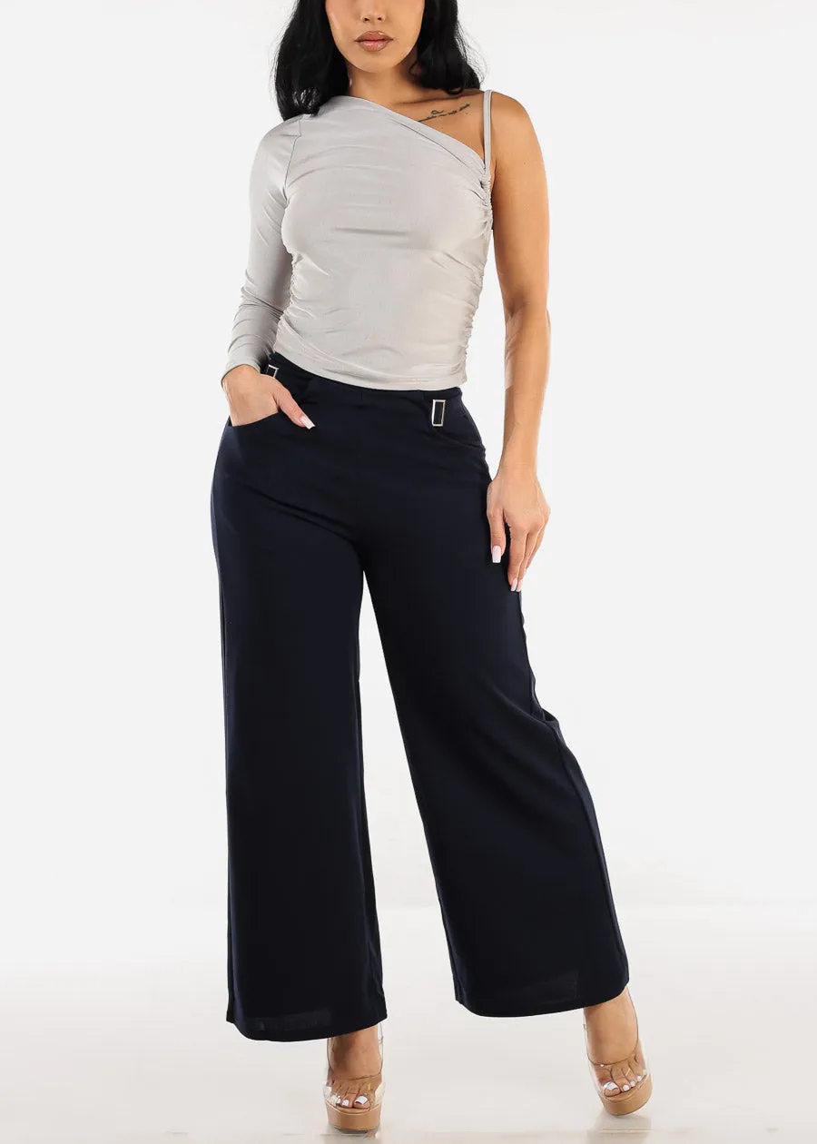 One Shoulder Asymmetrical Neckline Blouse Grey sold by Moda product image thumbnail 2