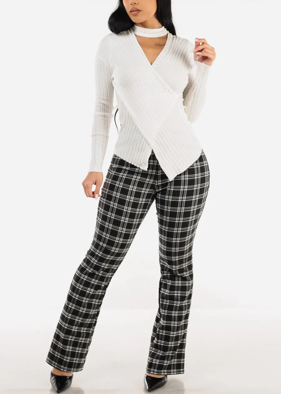 Super High Waist Plaid Flared Bootcut Pants Black sold by Moda product image thumbnail 2