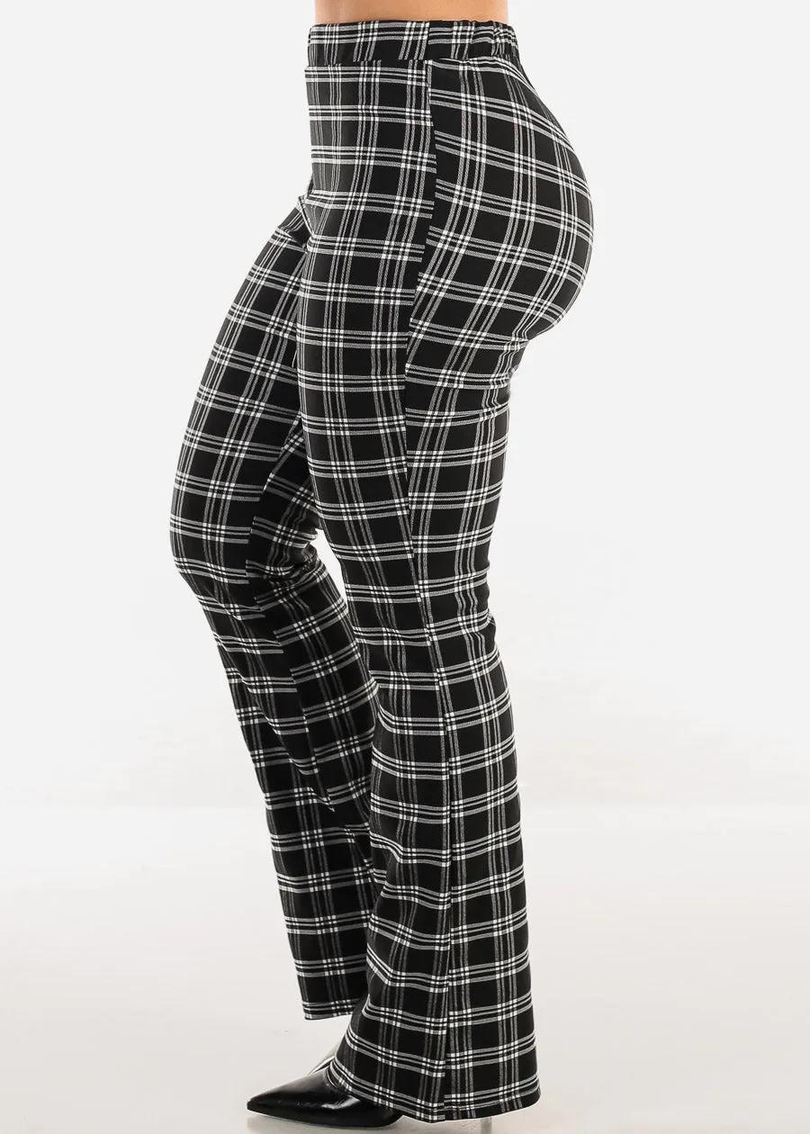 Super High Waist Plaid Flared Bootcut Pants Black sold by Moda product image thumbnail 3