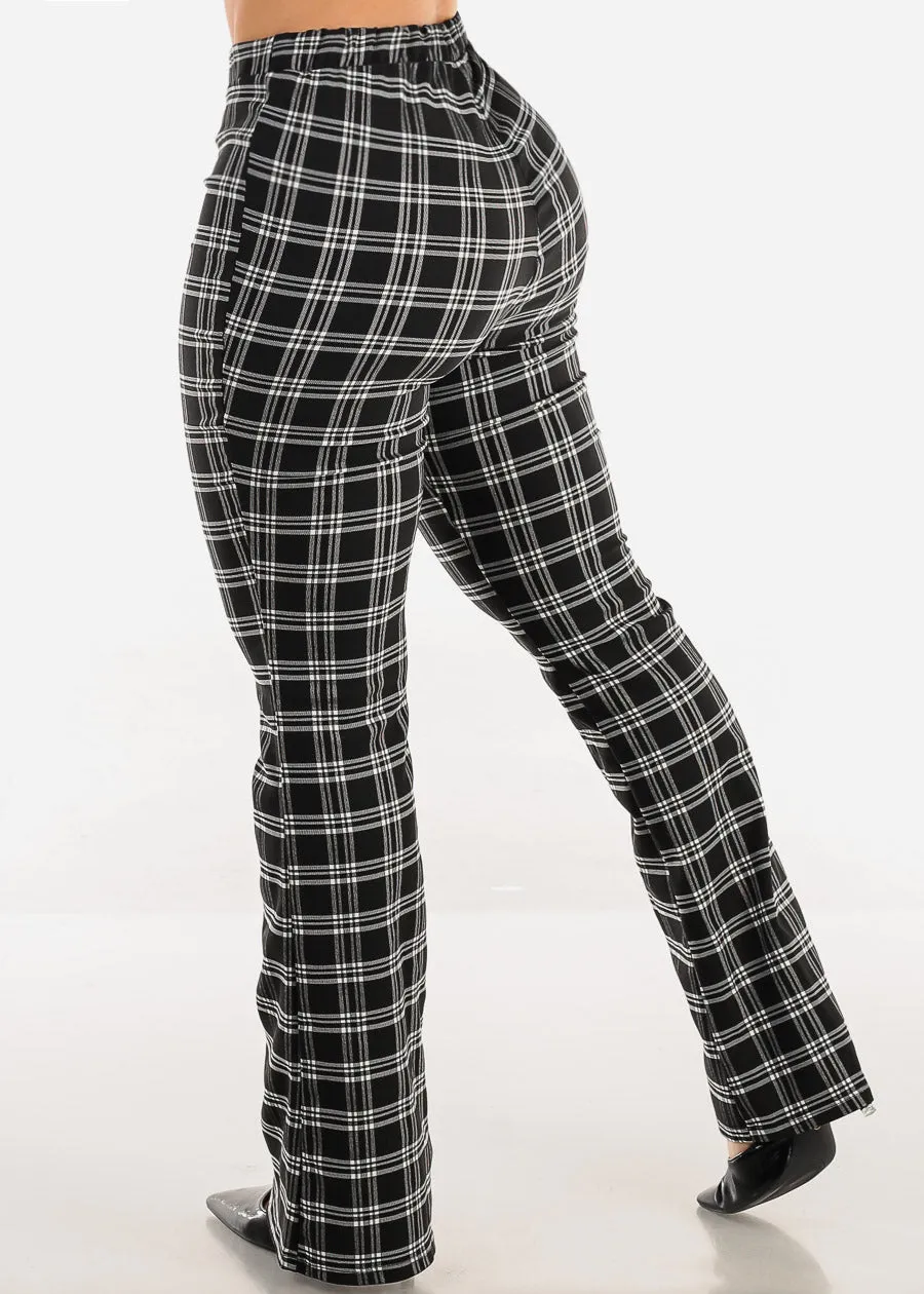 Super High Waist Plaid Flared Bootcut Pants Black sold by Moda product image thumbnail 4