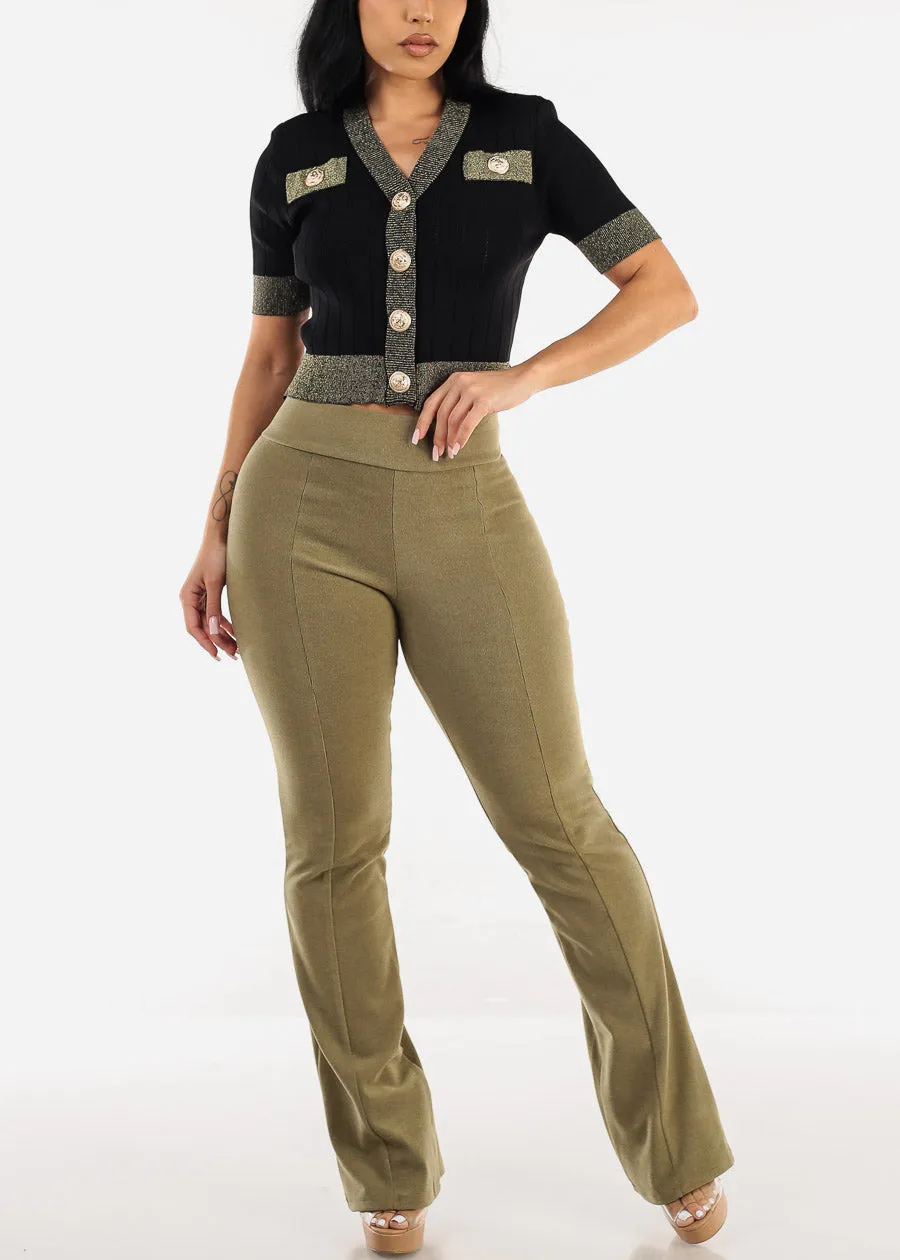 Super High Waist Soft Flared Bootcut Pants Olive sold by Moda product image thumbnail 2