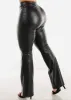 Super High Waist Vegan Leather Flared Bootcut Pants Black sold by Moda