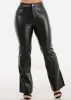 Super High Waist Vegan Leather Flared Bootcut Pants Black sold by Moda
