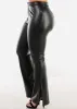 Super High Waist Vegan Leather Flared Bootcut Pants Black sold by Moda