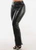 Super High Waist Vegan Leather Flared Bootcut Pants Black sold by Moda
