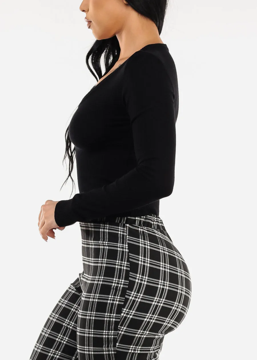 Long Sleeve Vneck Black Sweater Top sold by Moda product image thumbnail 3