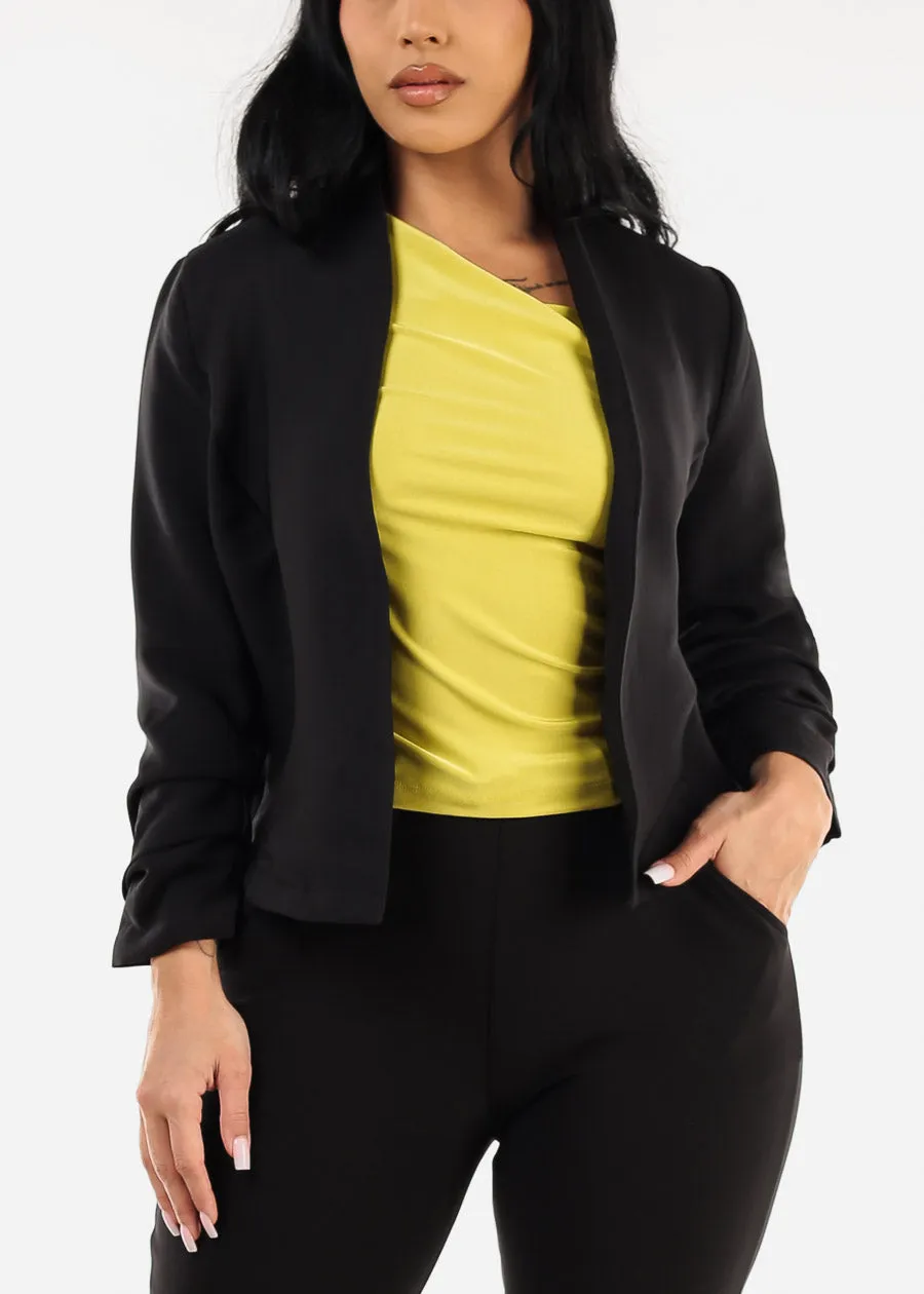 Black Quarter Sleeve Open Front Blazer sold by Moda product image thumbnail 3