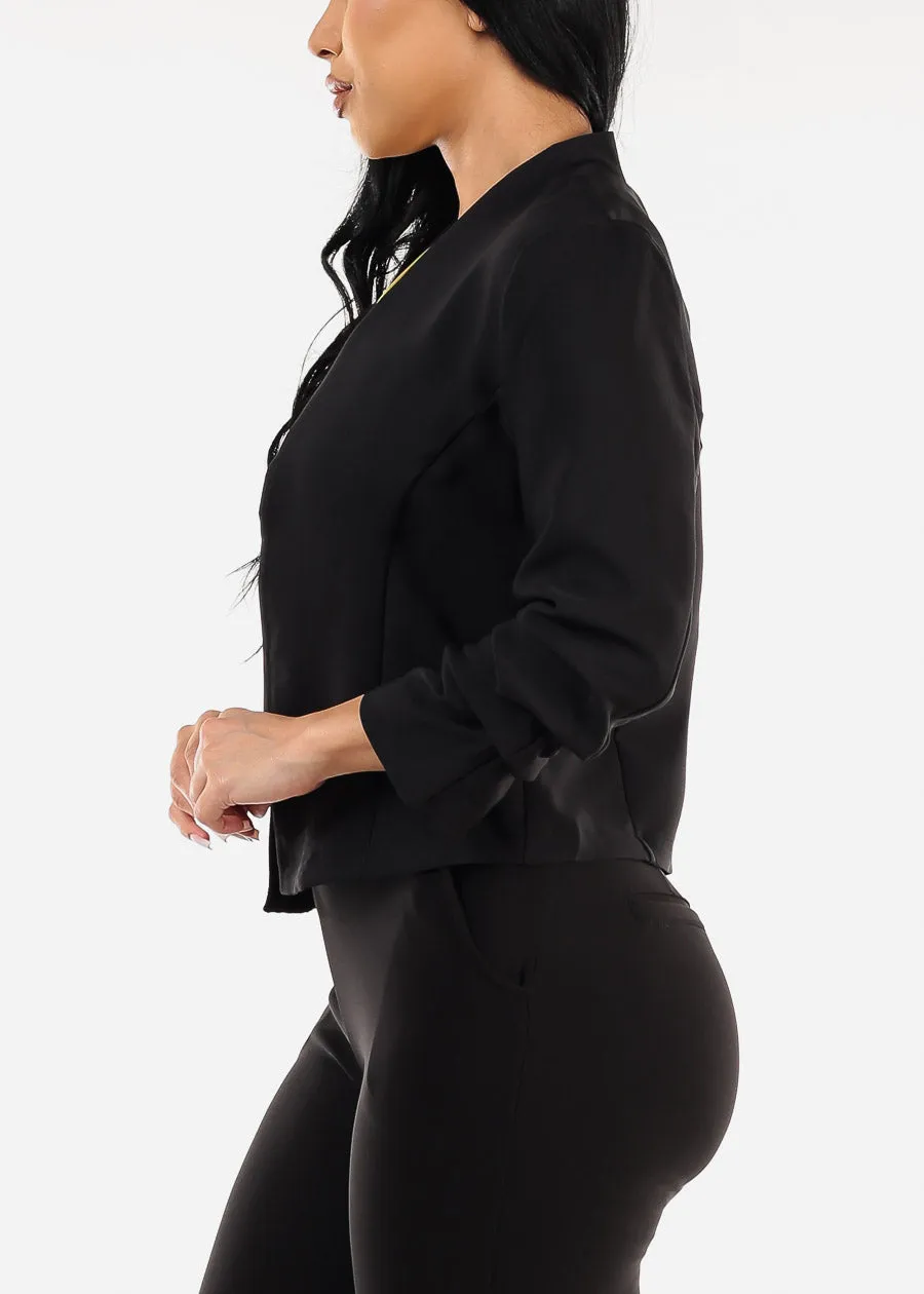 Black Quarter Sleeve Open Front Blazer sold by Moda product image thumbnail 4