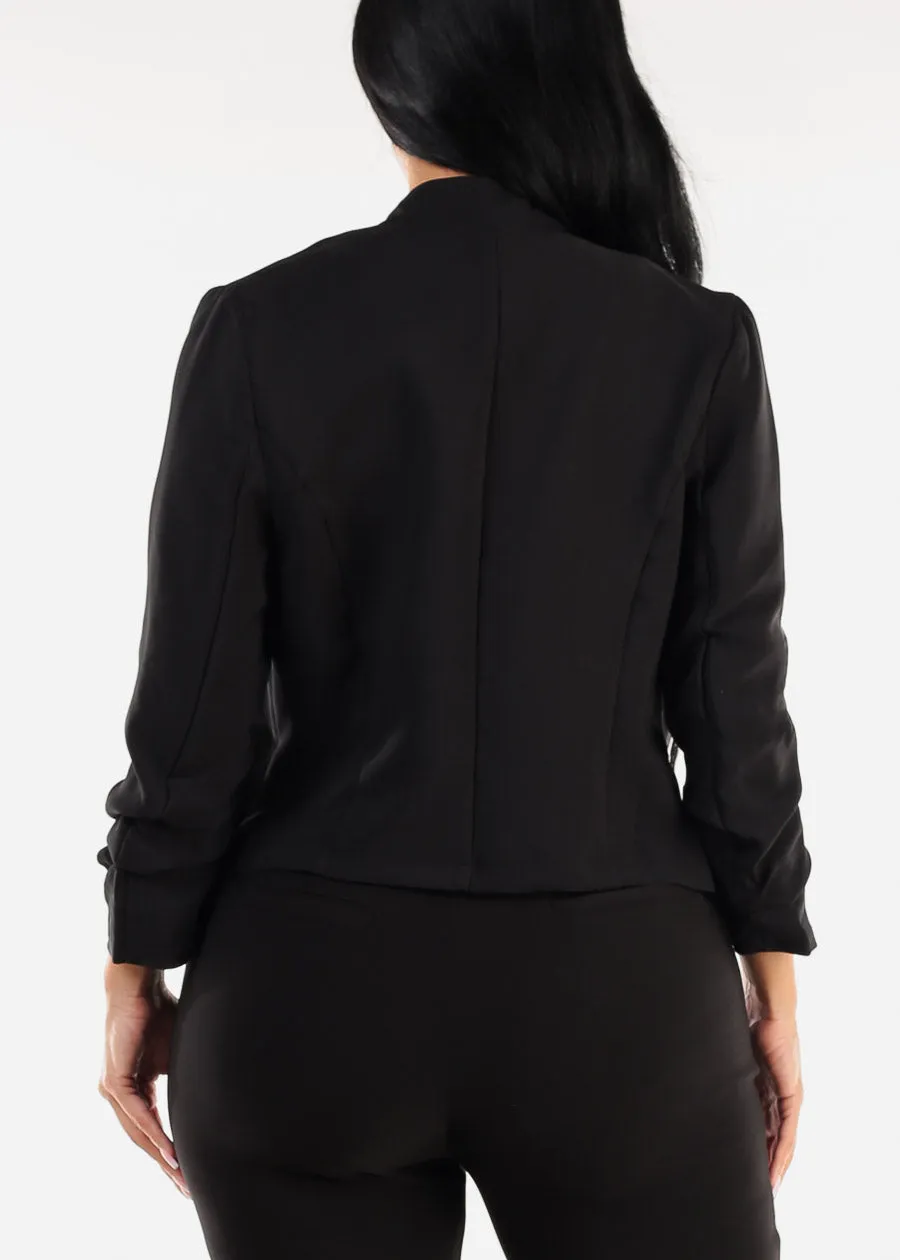 Black Quarter Sleeve Open Front Blazer sold by Moda product image thumbnail 5