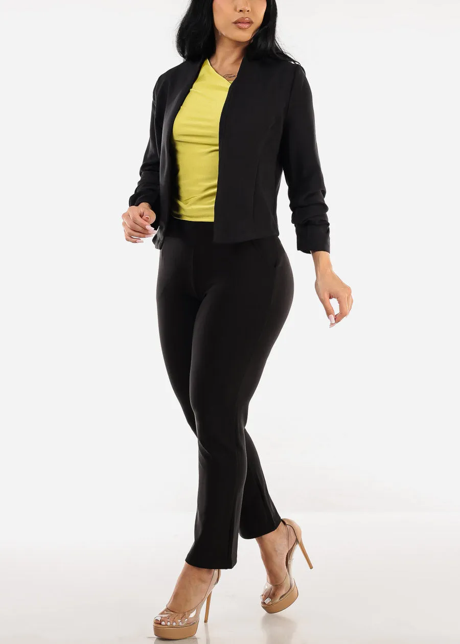 Black Quarter Sleeve Open Front Blazer sold by Moda product image thumbnail 2